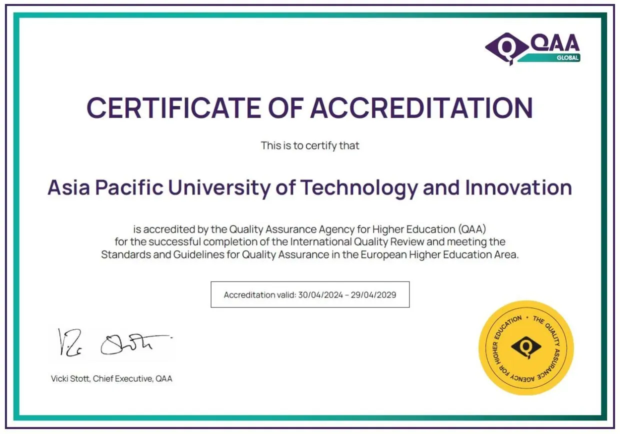 Accreditation certificate by QAA for higher education in united kingdom