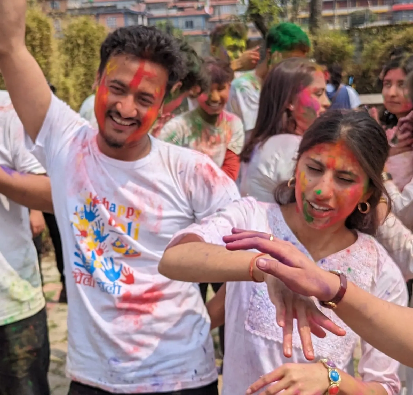 playing holi