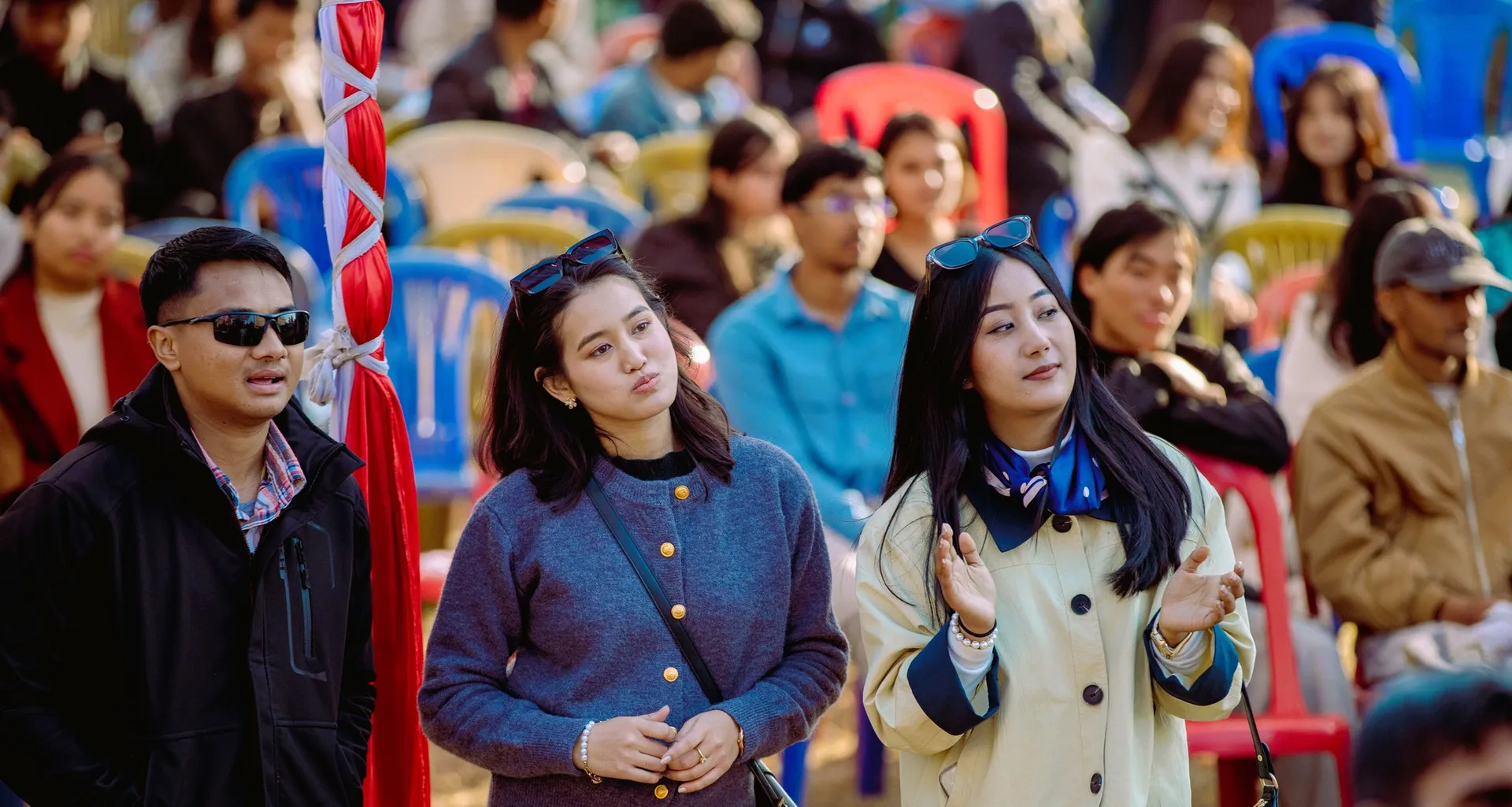students are enjoying and watching welcome dance.