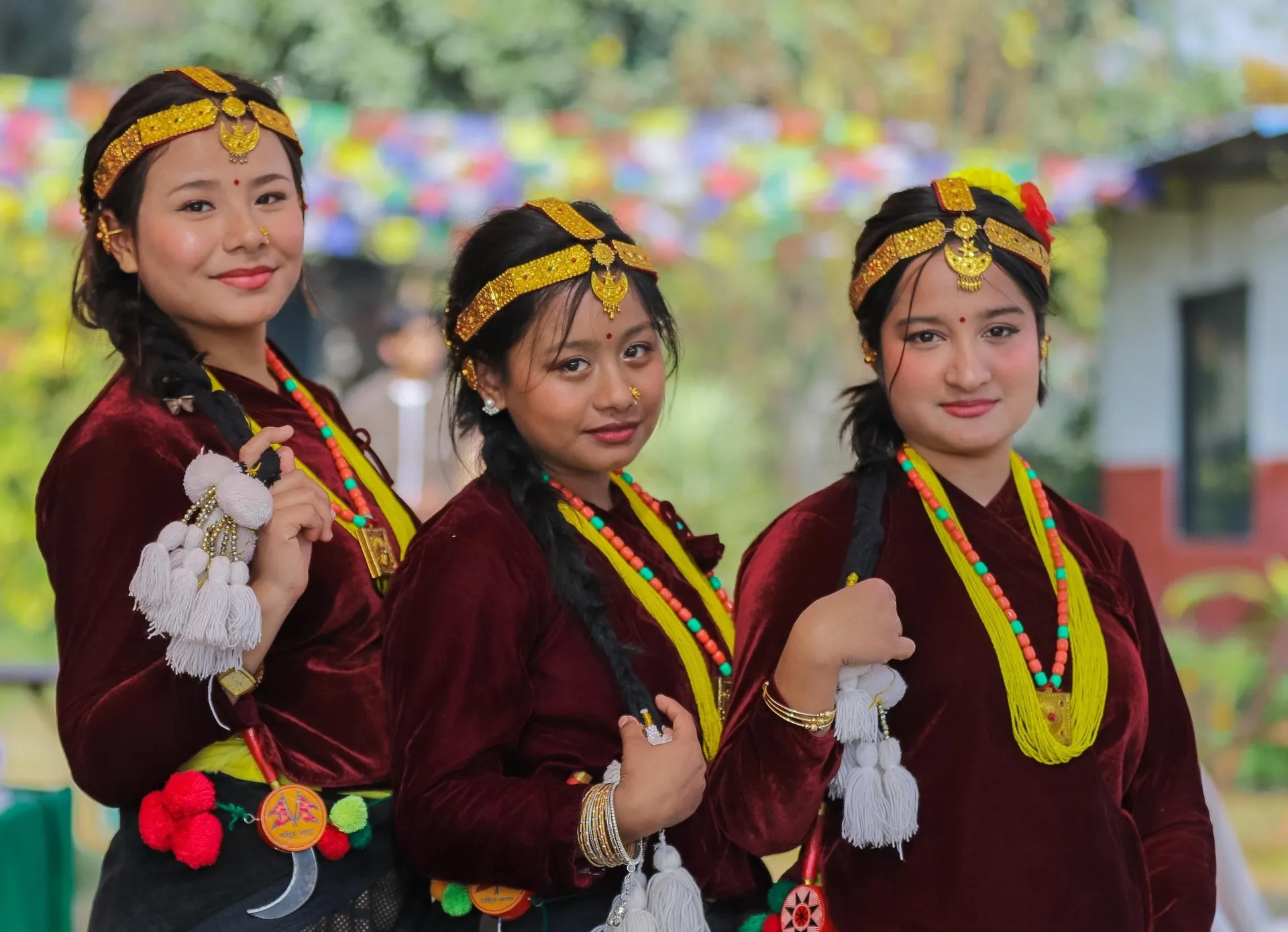 girls wearing traditional clothes